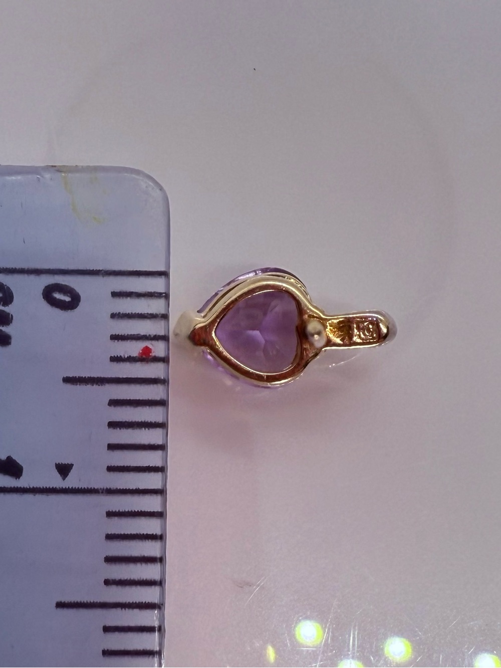 10k Yellow & White Gold Heart-Shaped Purple Amethyst Stud Earrings! - Picture 11 of 12
